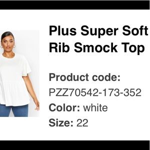 Plus Super Soft Rib Smock Top (Peplum)